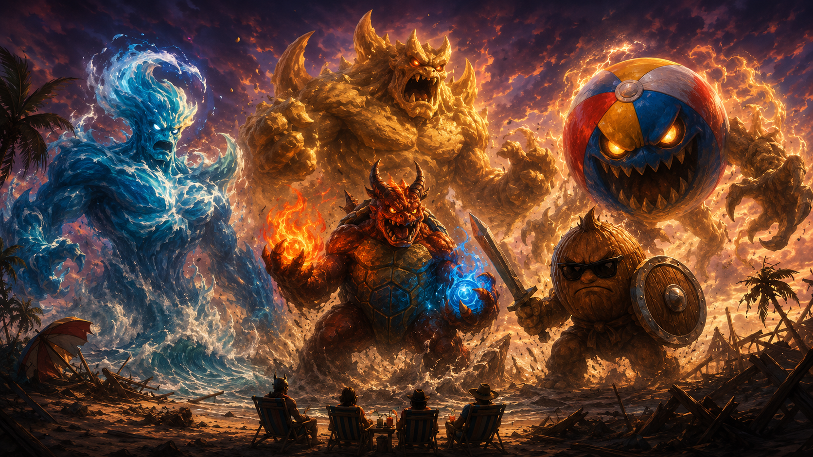 Summer enemies charging into battle